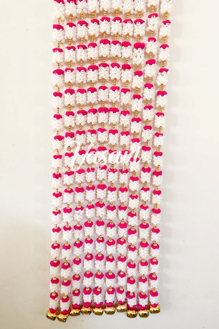 Pack of 20, 40, 50 Mogra/Jasmine Flower Garlands with Yellow  Pom Poms