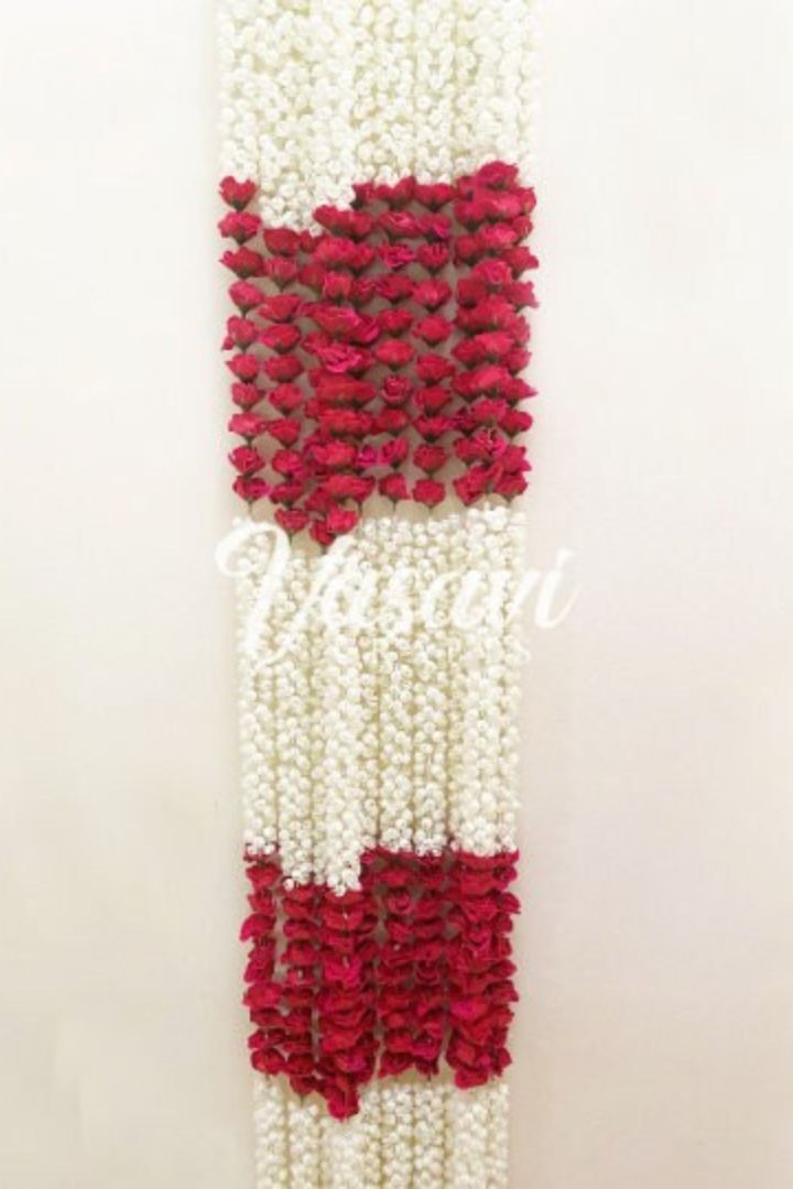 Pack of 20, 40, 50, 70, 100 Mogra/Jasmine Flower Garlands with Roses