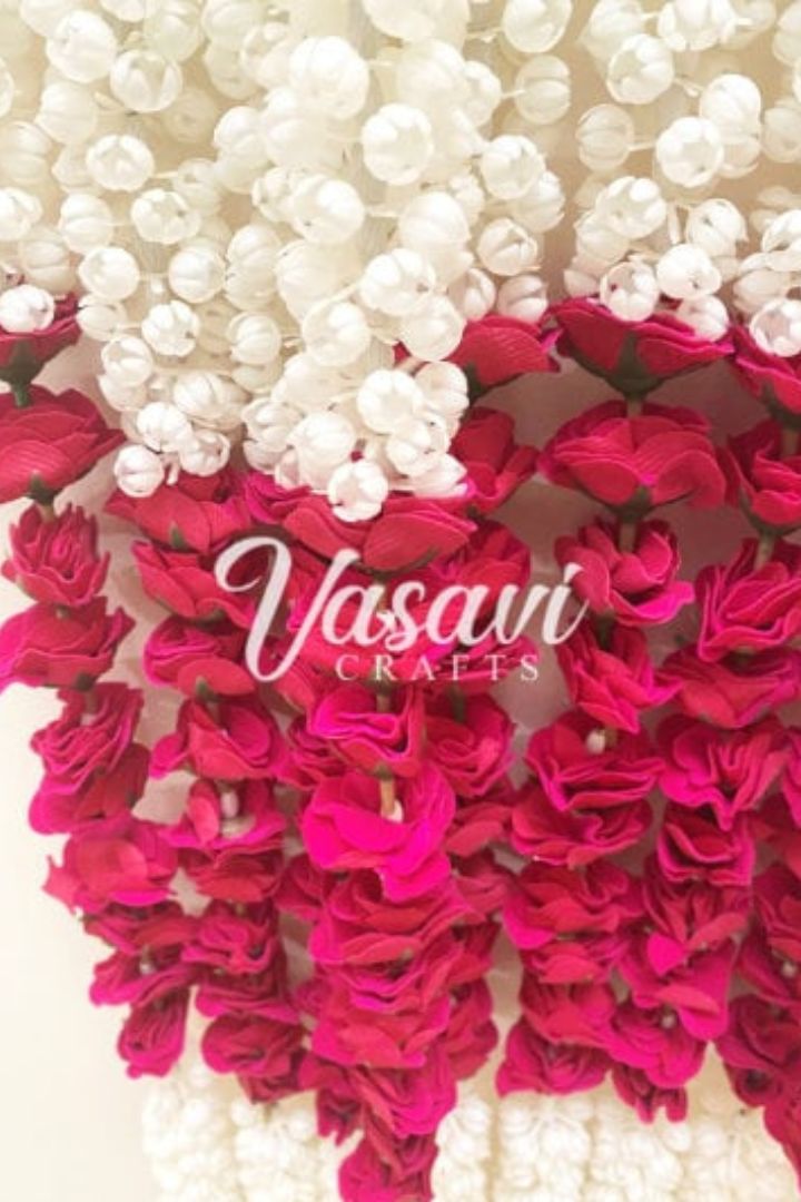 Pack of 20, 40, 50, 70, 100 Mogra/Jasmine Flower Garlands with Roses