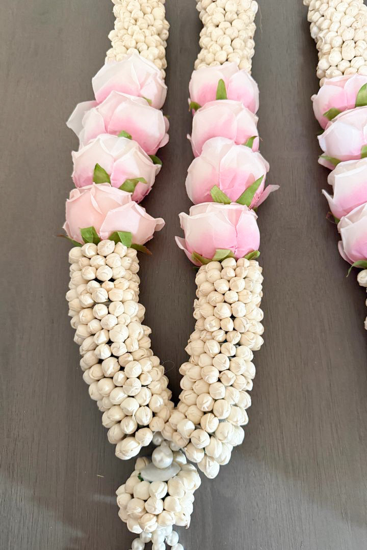 Mogra/Jasmine and Pink Rose Flower Varmala