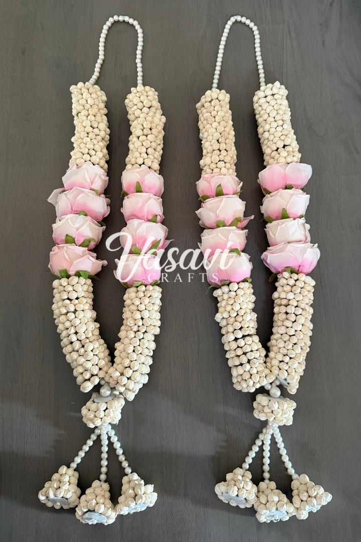 Mogra/Jasmine and Pink Rose Flower Varmala