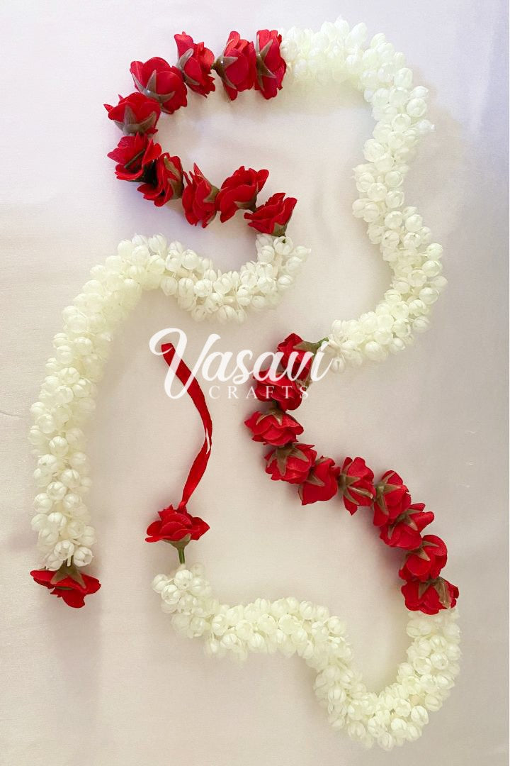 Pack of 20, 40, 50, 70, 100 Mogra/Jasmine Flower Garlands with Roses