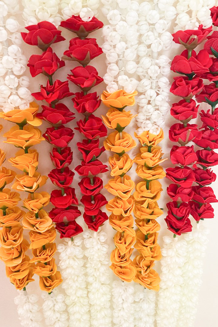 Pack of 20, 40, 50, 70, 100 Mogra/Jasmine Flower Garlands with Roses