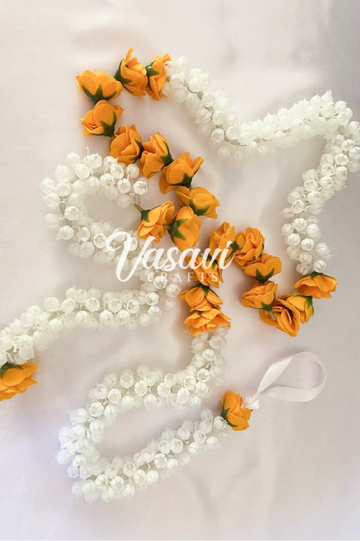 Pack of 20, 40, 50, 70, 100 Mogra/Jasmine Flower Garlands with Roses