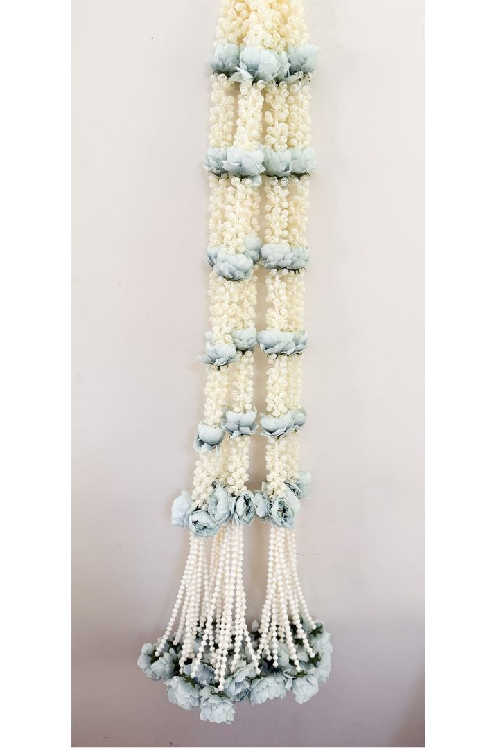 Pack of 20,30,40,50,60,80,100 Mogra Flower Garlands with Peony Flower Bunch