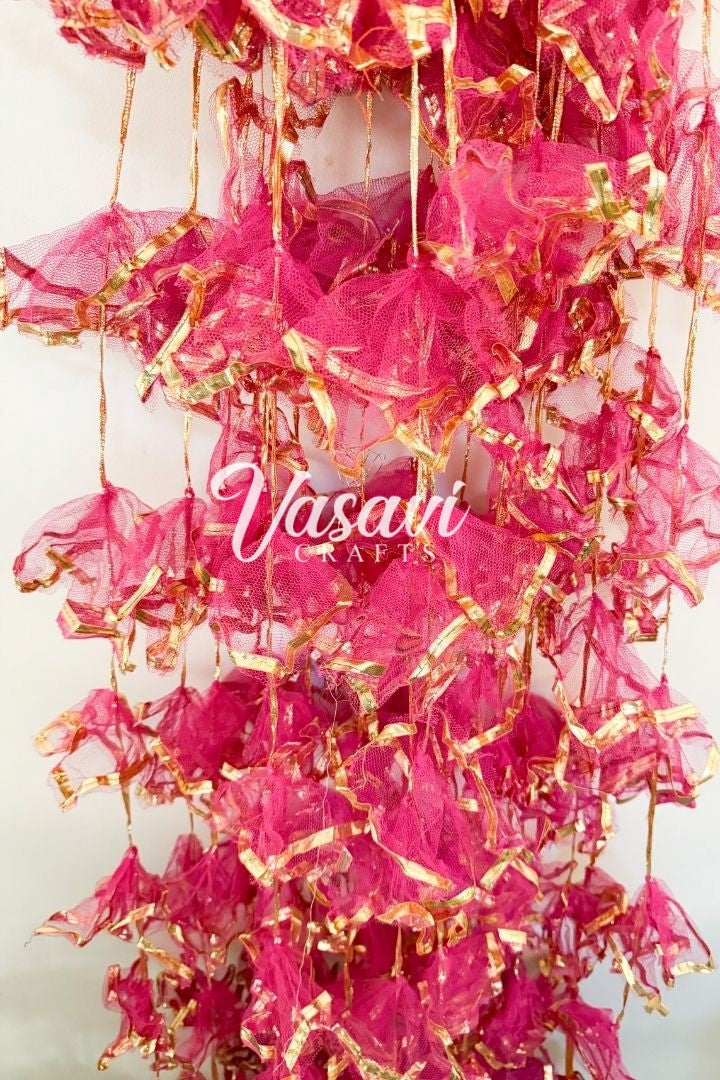Pack of 10,20,30 Yellow, Magenta Net Fabric Gota Garlands