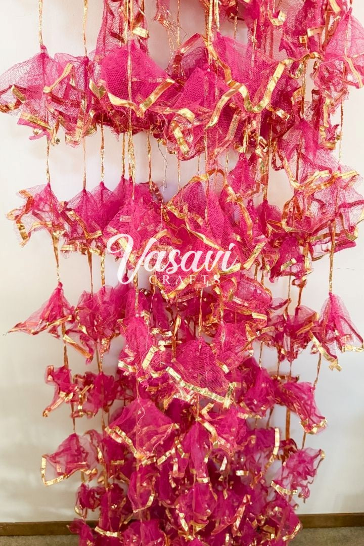 Pack of 10,20,30 Yellow, Magenta Net Fabric Gota Garlands