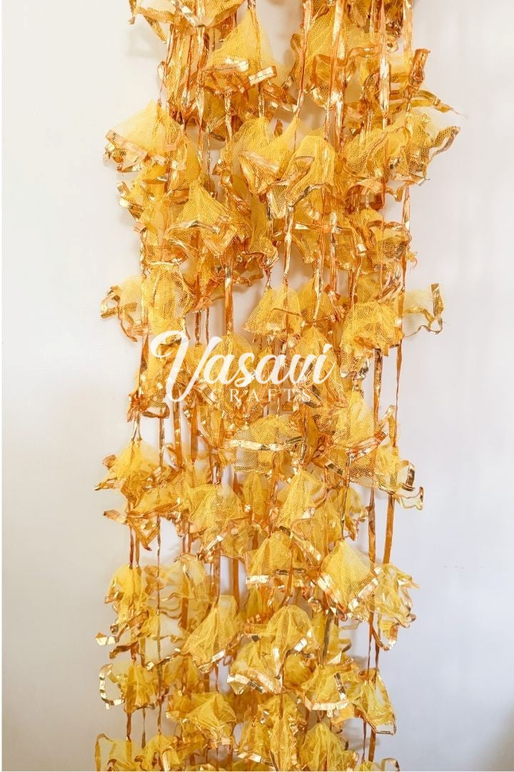 Pack of 10,20,30 Yellow, Magenta Net Fabric Gota Garlands