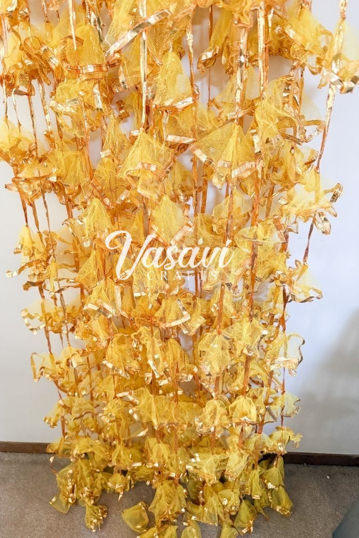 Pack of 10,20,30 Yellow, Magenta Net Fabric Gota Garlands