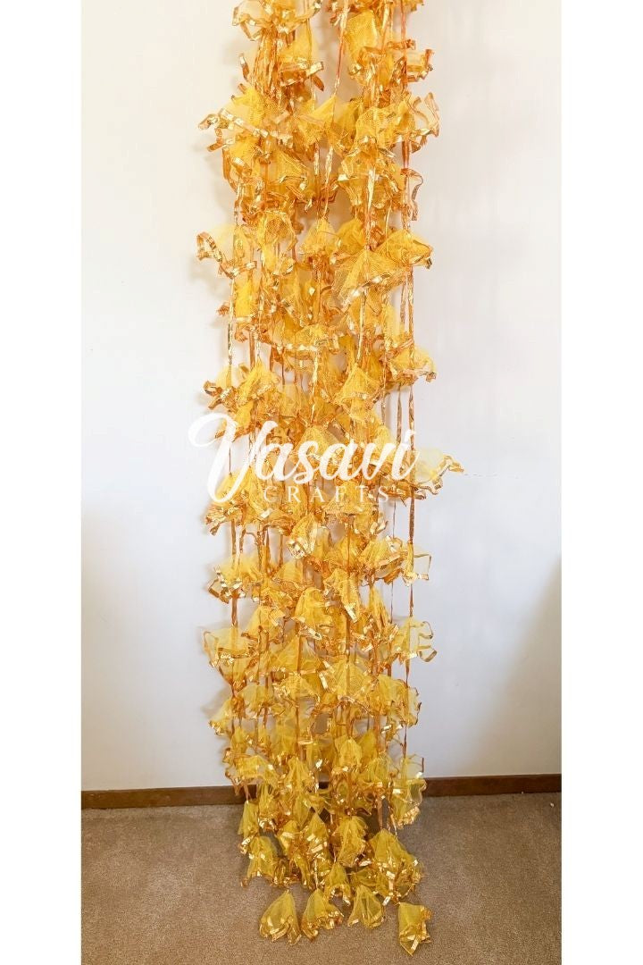 Pack of 10,20,30 Yellow, Magenta Net Fabric Gota Garlands