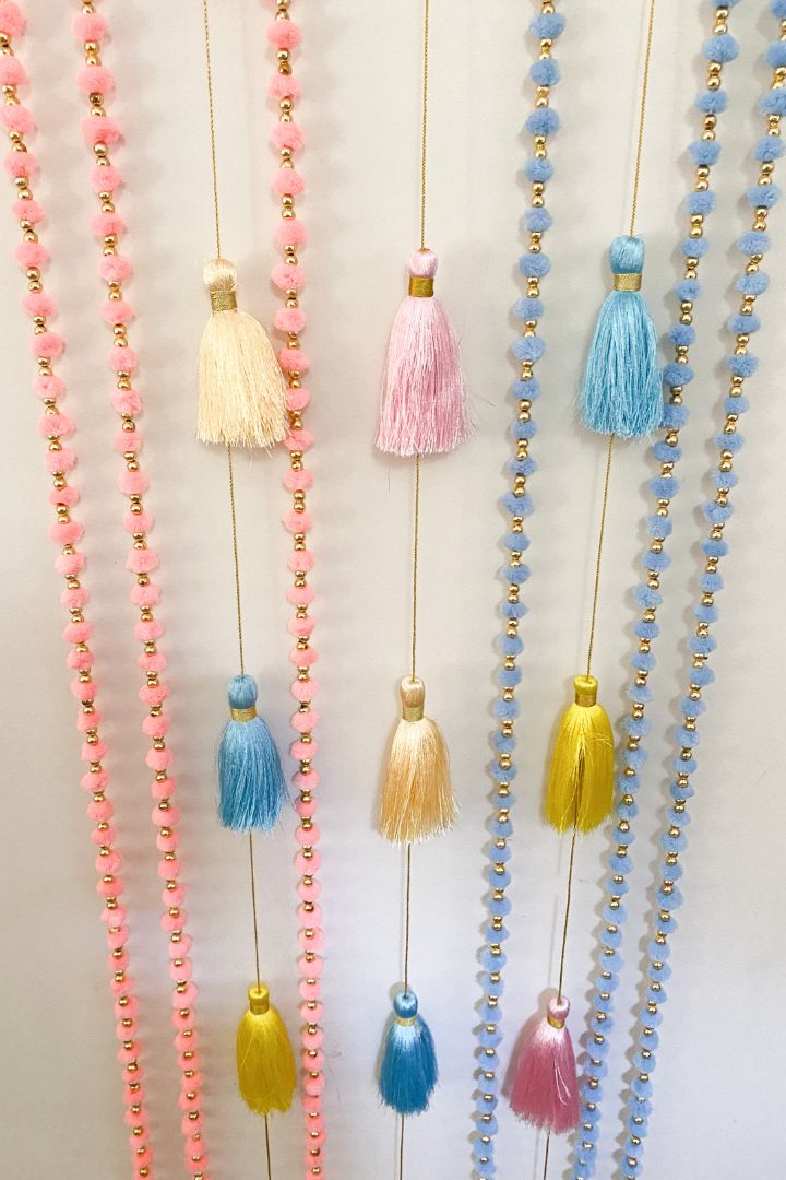 Pack of 20, 30, 40, 50 Pastel Colors Silk Tassel Garlands 6 ft long