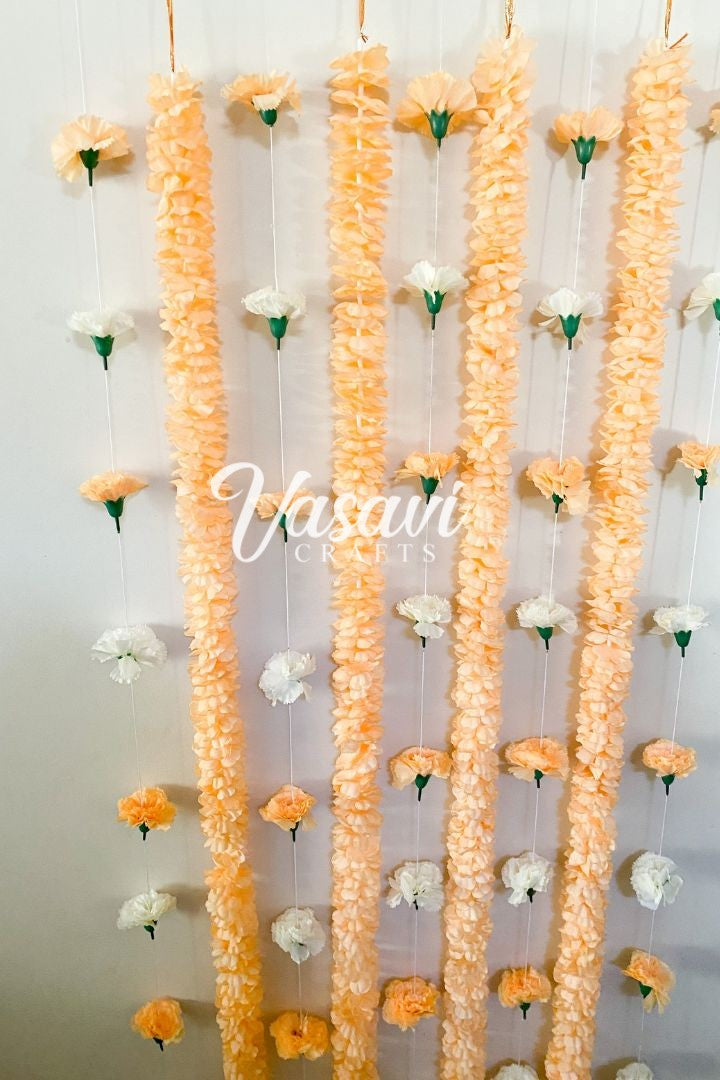 Peach Flower Garlands with Tuberose Flower Hanging 5.5 ft long
