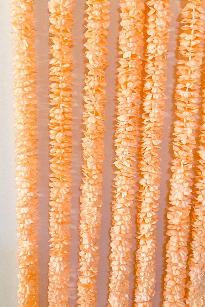 Peach Flower Garlands with Tuberose Flower Hanging 5.5 ft long