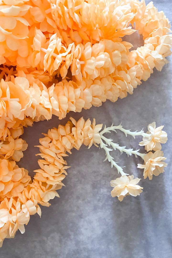 Peach Flower Garlands with Tuberose Flower Hanging 5.5 ft long
