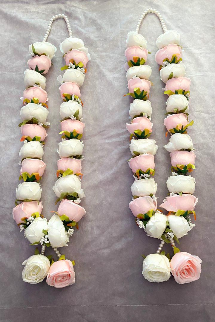 Pink and Ivory Indian Wedding Varmala with Roses