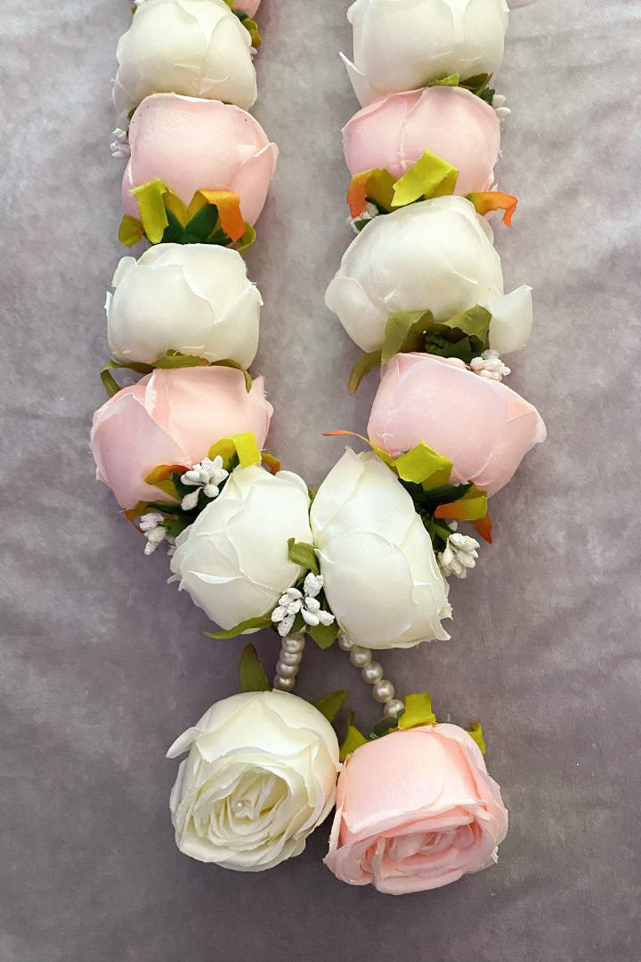 Pink and Ivory Indian Wedding Varmala with Roses