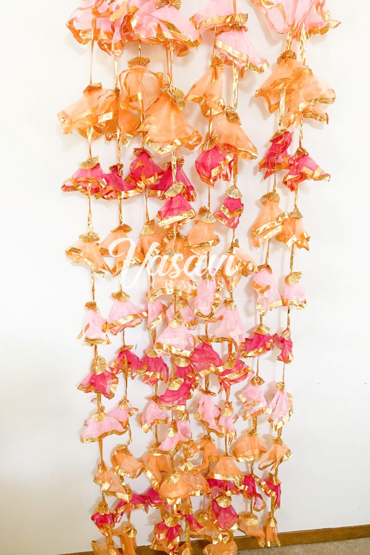 Pack of 30, 40, 60 Multi Color Frill Gota Garlands 6 ft long