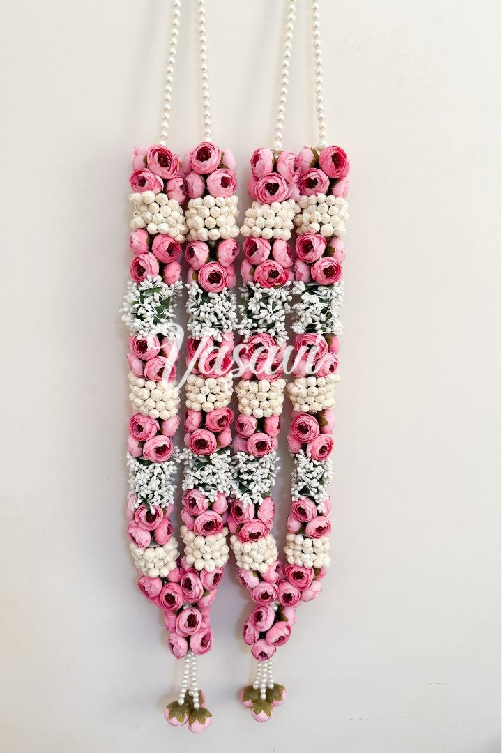 Pink Peony, Mogra and Baby's Breath Flower Wedding Varmala