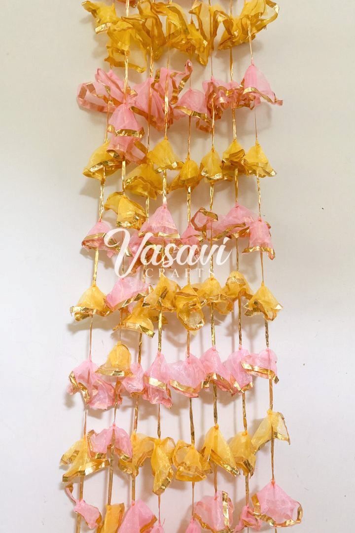 Pack of 30, 40, 60 Pink and Yellow Frill Gota Garlands 8 ft long