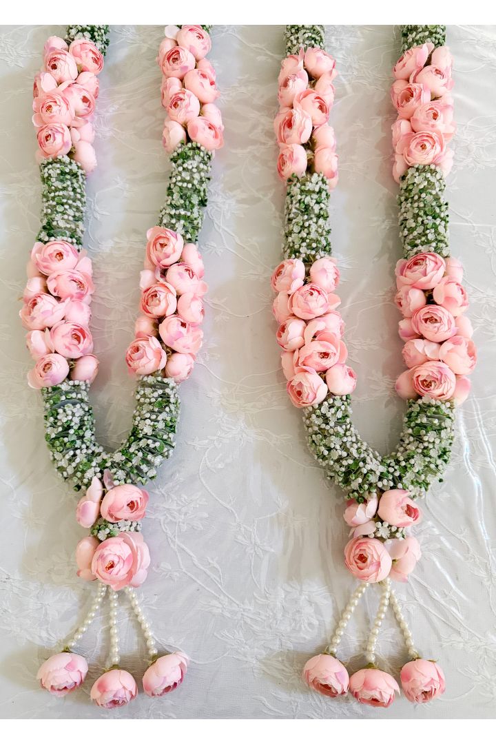 Light Pink Peony and Baby's Breath Flower Varmala
