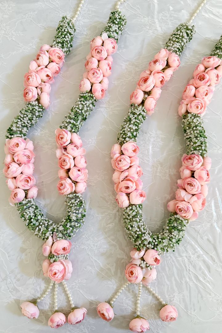 Light Pink Peony and Baby's Breath Flower Varmala