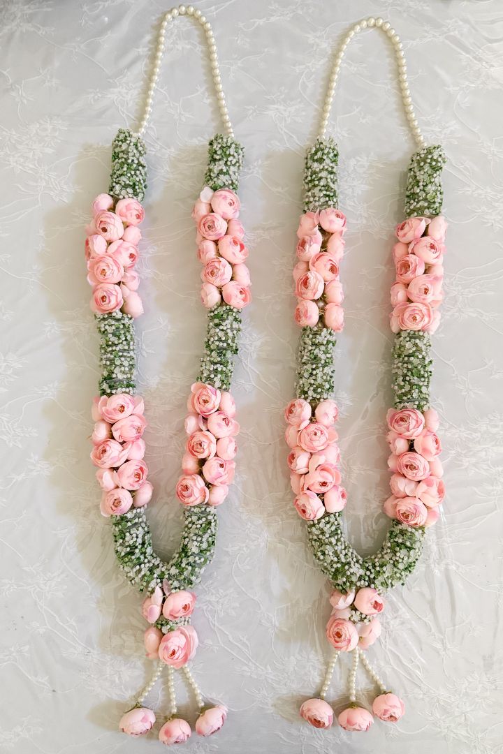 Light Pink Peony and Baby's Breath Flower Varmala