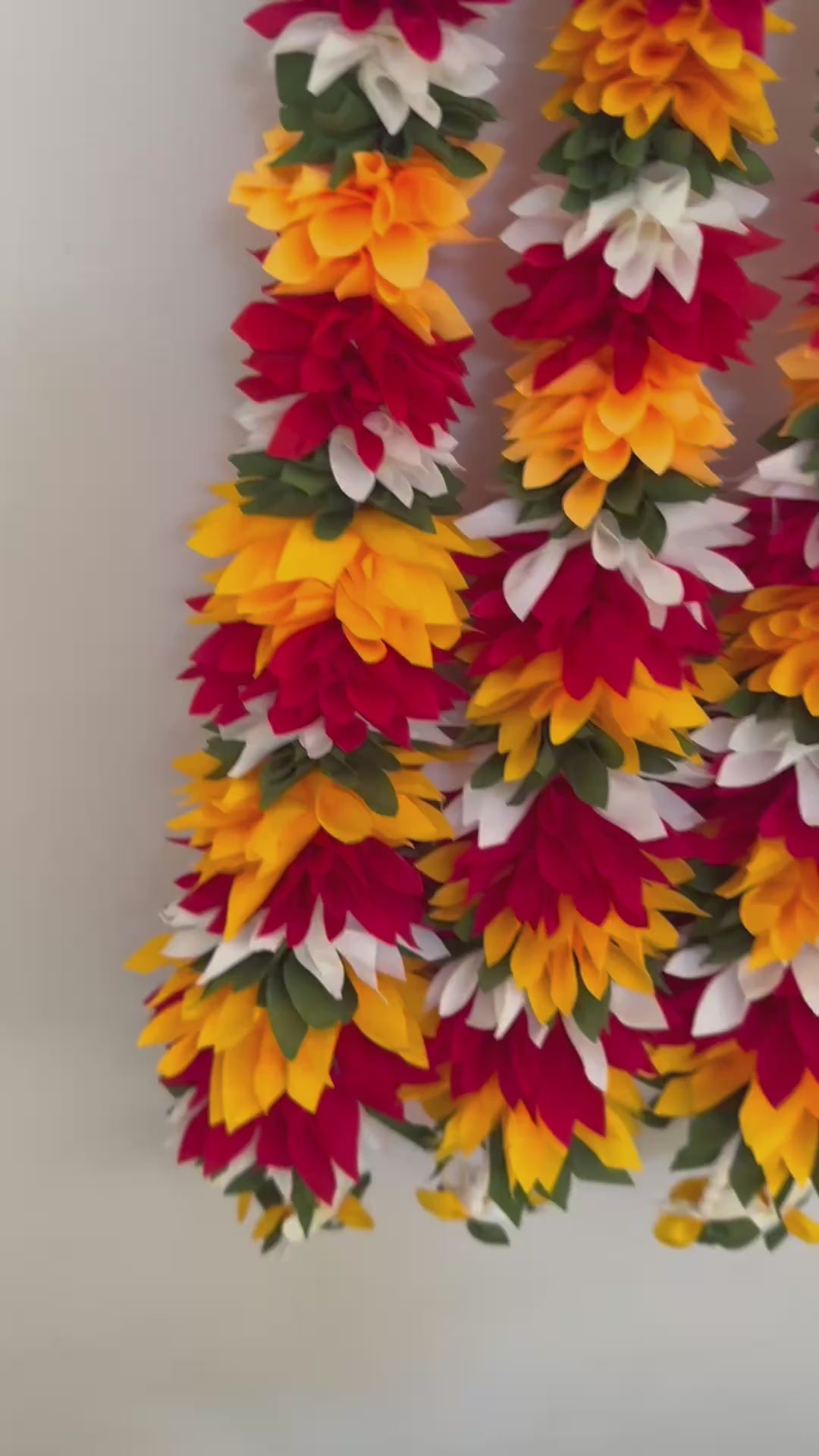 Pack of 10 Fabric Flower Garlands for Mehndi, Pooja, Indian Wedding Decor