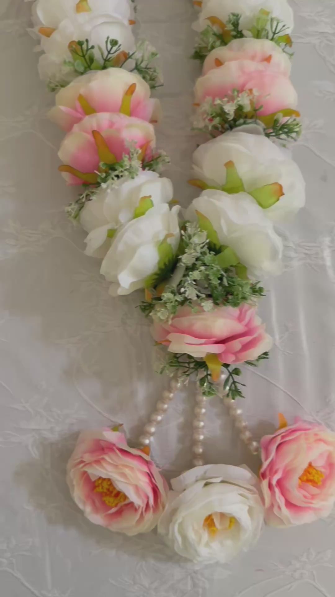 Pink and White Flower Garlands with Baby Breath's Flowers