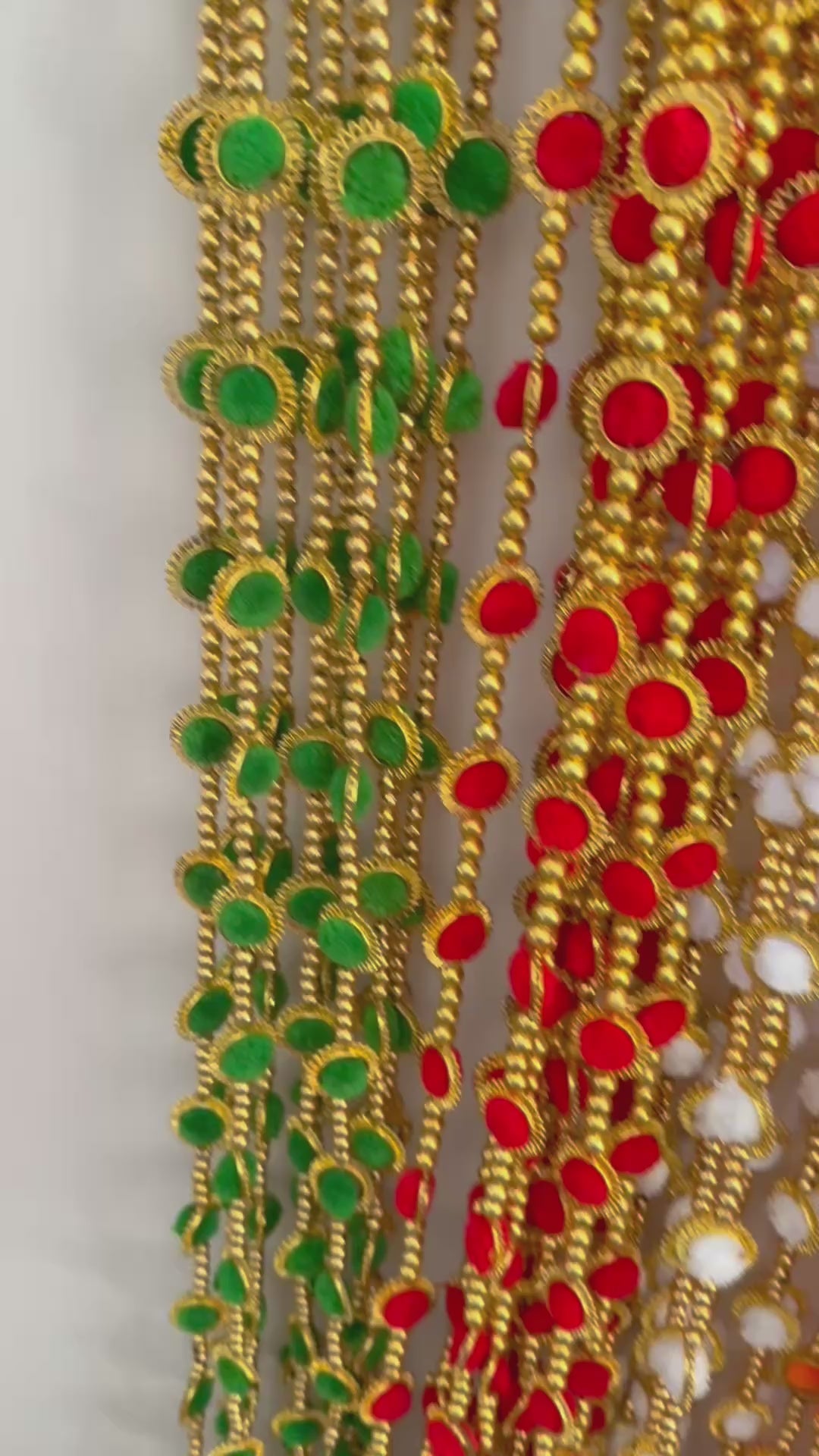 Pack of 10 Pom Pom Garlands with Gold Rings and Bell