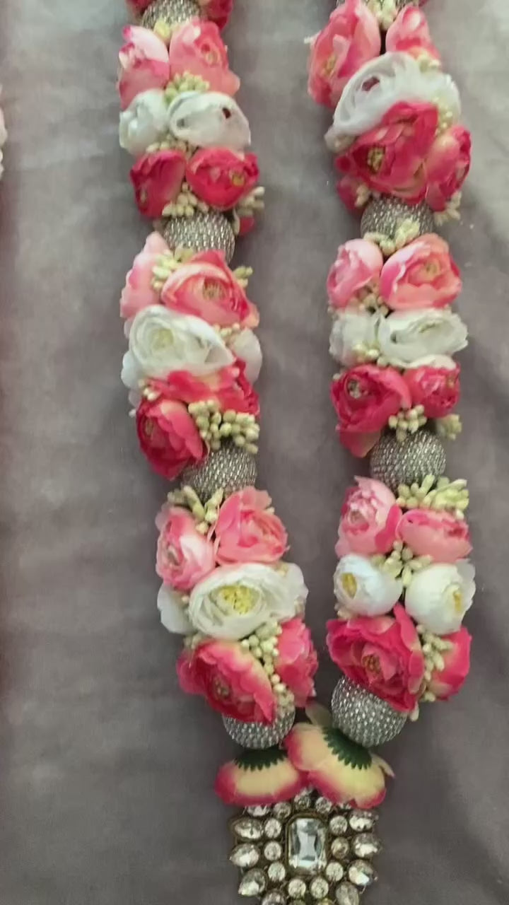 Pink, Dark Pink, Ivory Peony Flower Indian Wedding Varmala