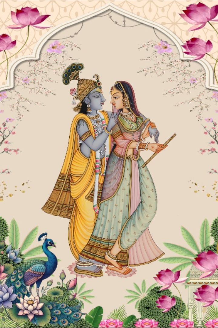 Custom Made Radha Krishna Printed Backdrop for Indian Weddings/Puja Ceremony