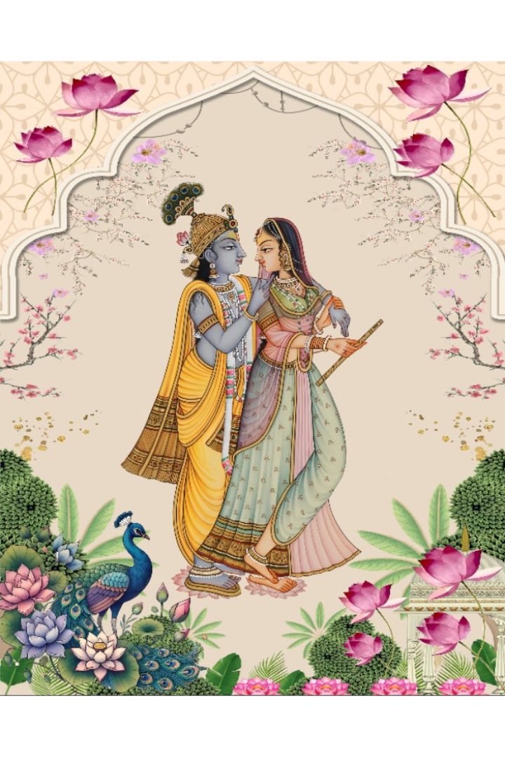 Custom Made Radha Krishna Printed Backdrop for Indian Weddings/Puja Ceremony