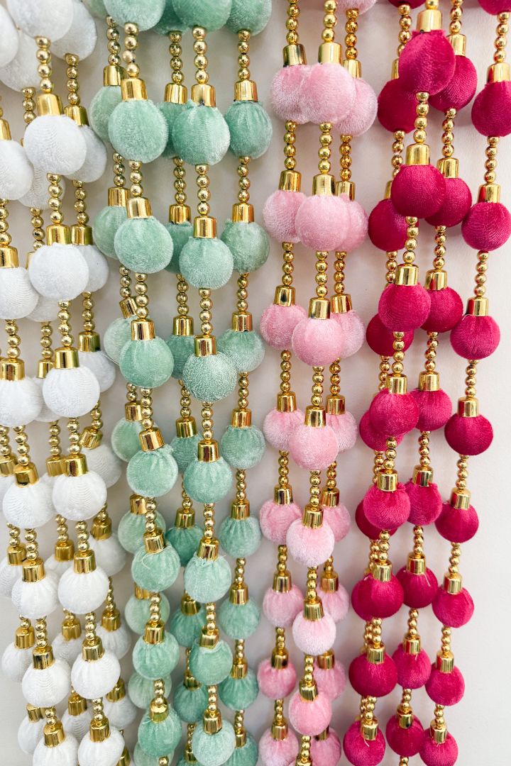 Pack of 20, 40, 60, 100 Sage green, Magenta, Pink and White Ball Garlands