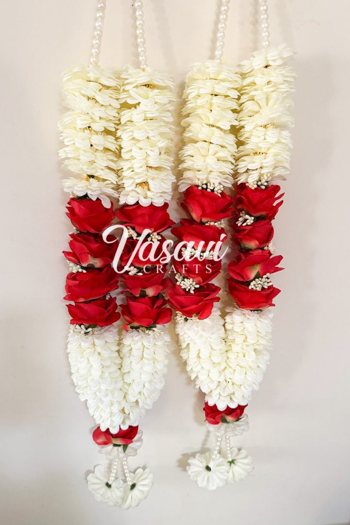White Flower and Red Roses Varmala