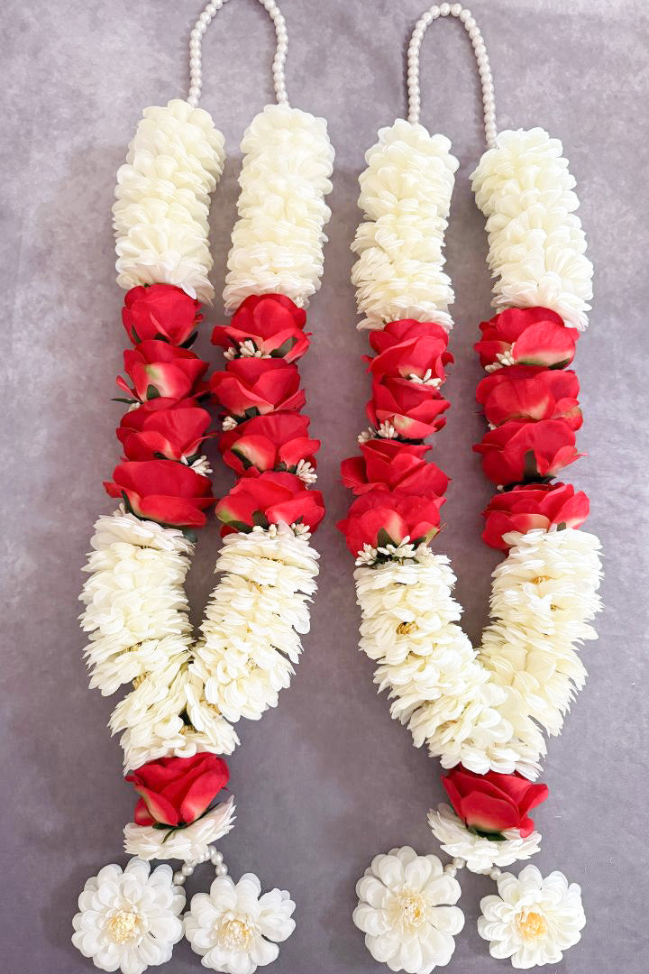White Flower and Red Roses Varmala