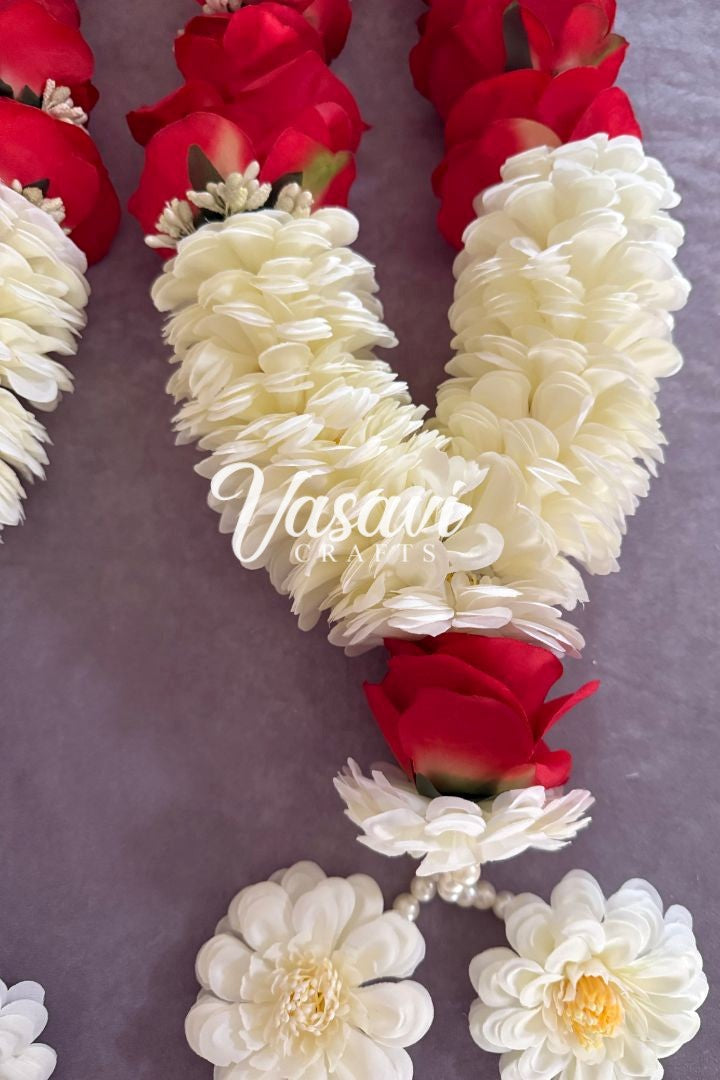 White Flower and Red Roses Varmala