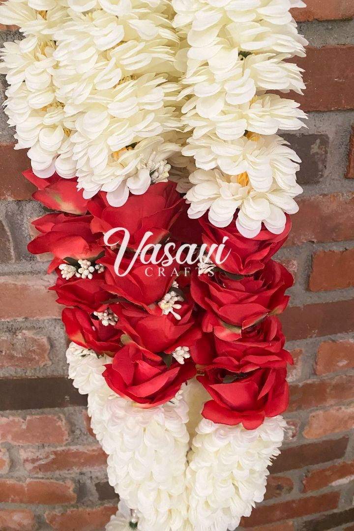 White Flower and Red Roses Varmala