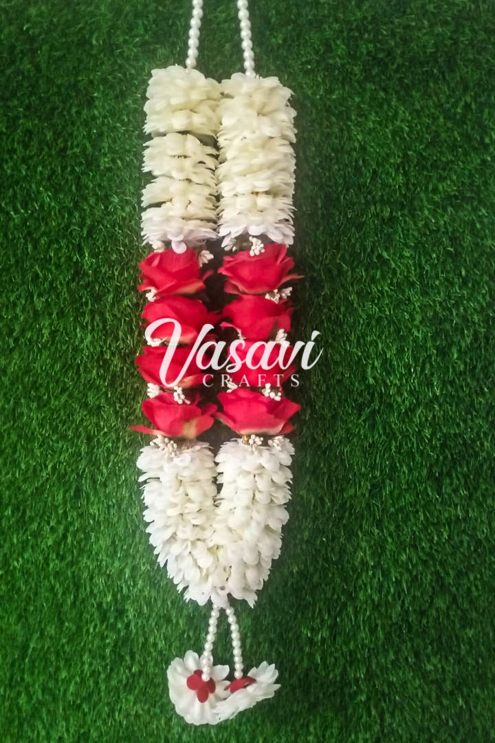 White Flower and Red Roses Varmala