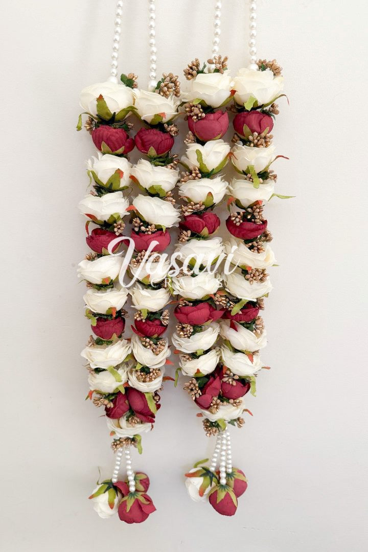 White and Dark Red Rose Flower Wedding Varmala