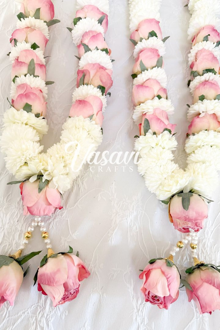 Light Pink Rose and Ivory Flowers Wedding Varmala