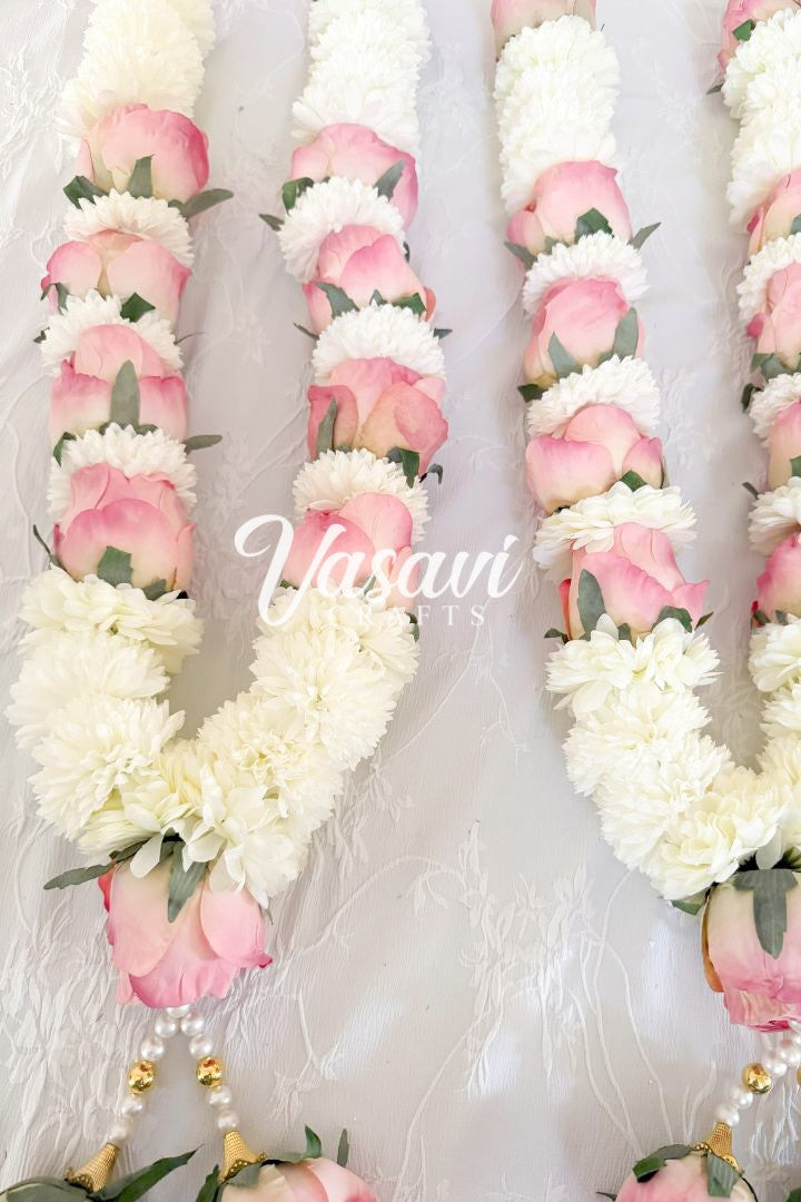 Light Pink Rose and Ivory Flowers Wedding Varmala