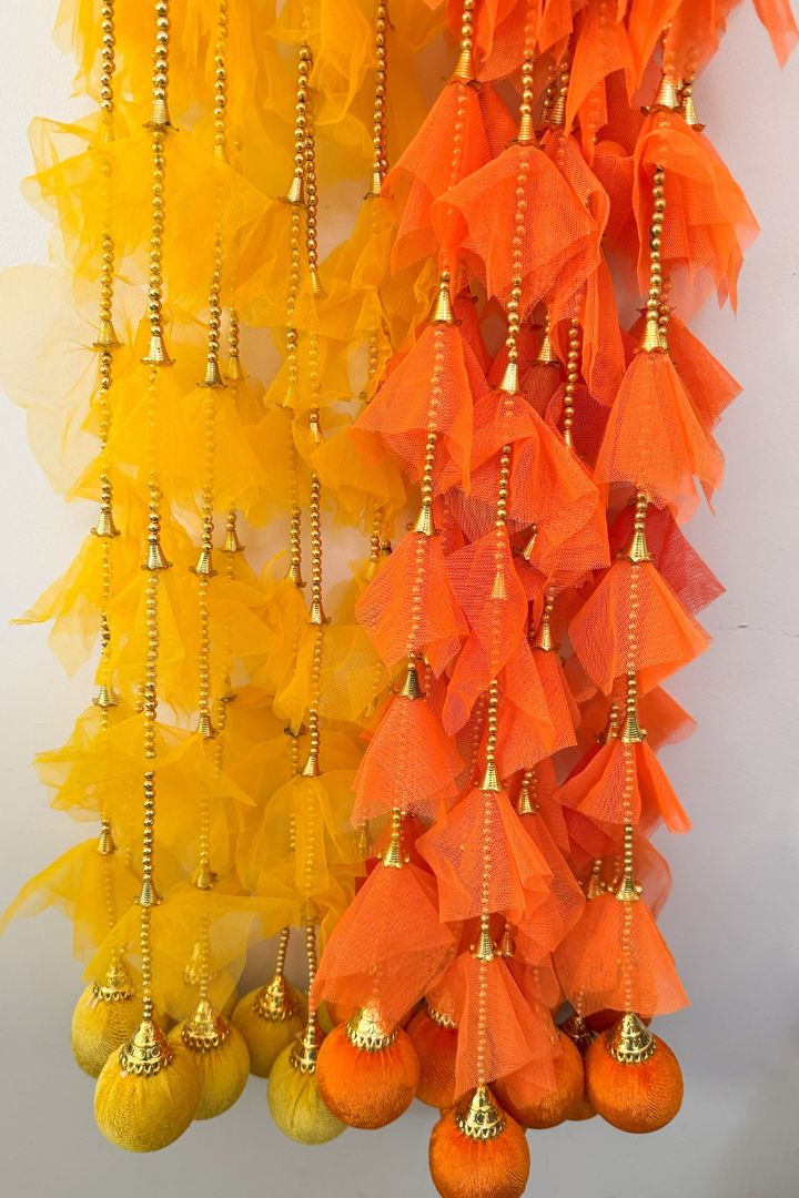 Pack of 30, 50, 60, 100 Fabric Frill Garlands with Ball