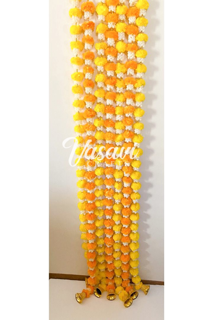 Pack of 20, 40, 50, 70, 100 Mogra/Jasmine Garlands and Marigold Flower Garlands with Bell