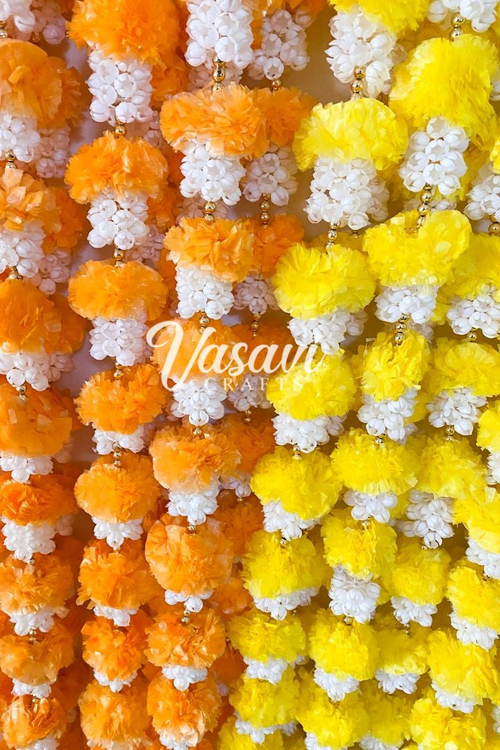 Pack of 20, 40, 50, 70, 100 Mogra/Jasmine Garlands and Marigold Flower Garlands with Bell