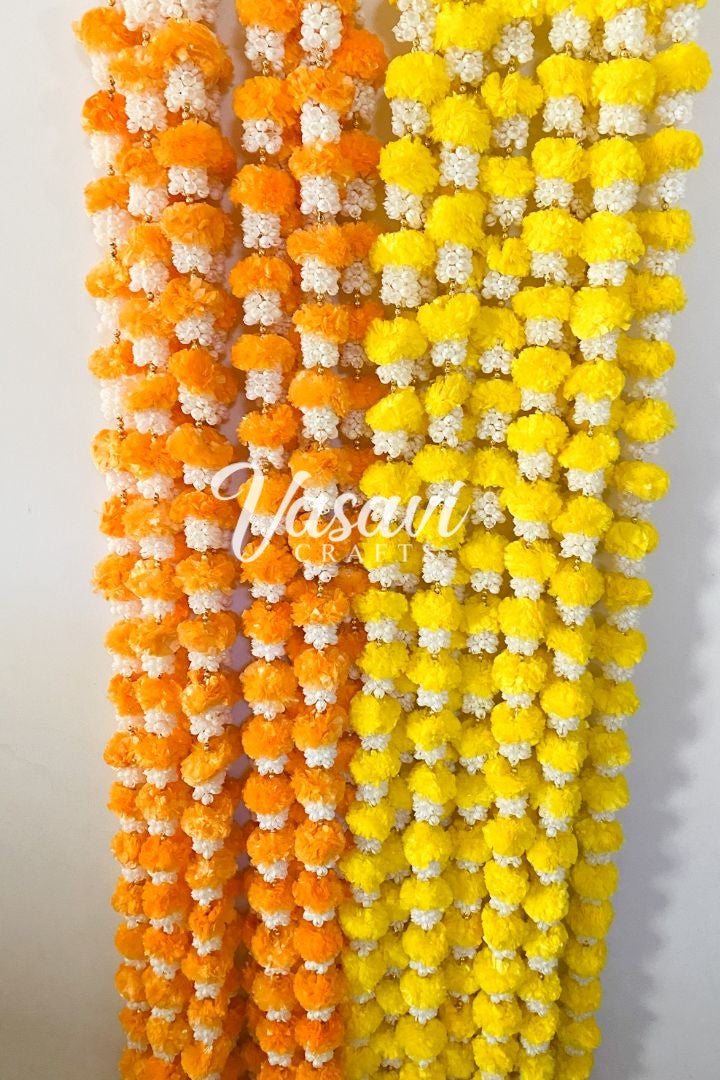 Pack of 20, 40, 50, 70, 100 Mogra/Jasmine Garlands and Marigold Flower Garlands with Bell