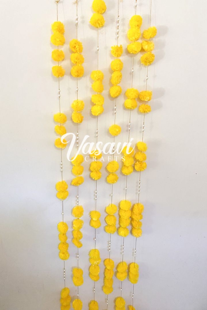 Pack of 40, 50, 100, 200 Yellow Marigold Flower Garlands with Pearl