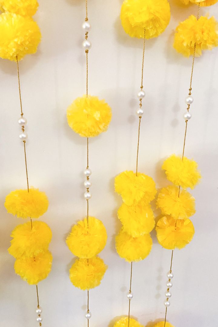 Pack of 40, 50, 100, 200 Yellow Marigold Flower Garlands with Pearl